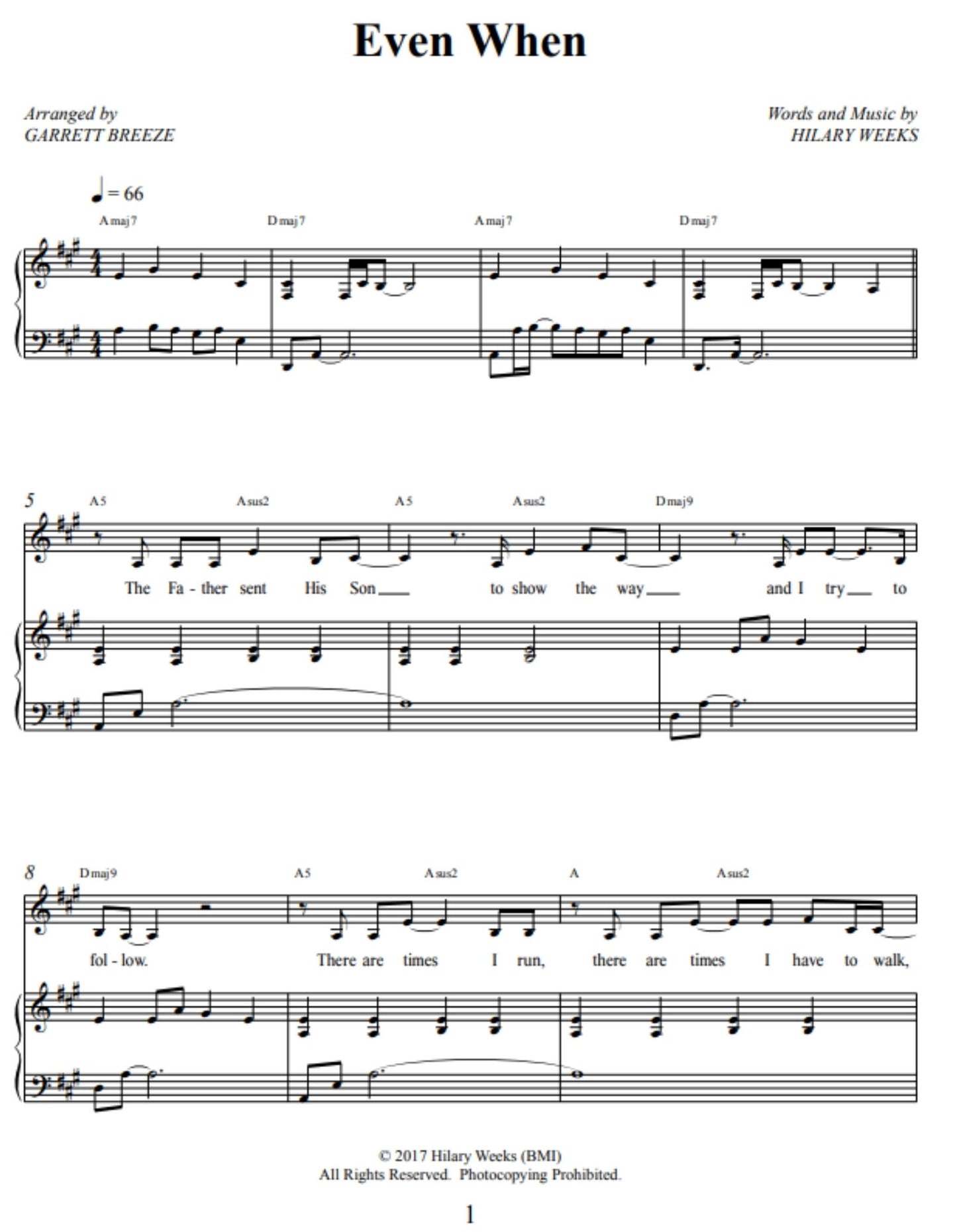 Even When | Sheet Music