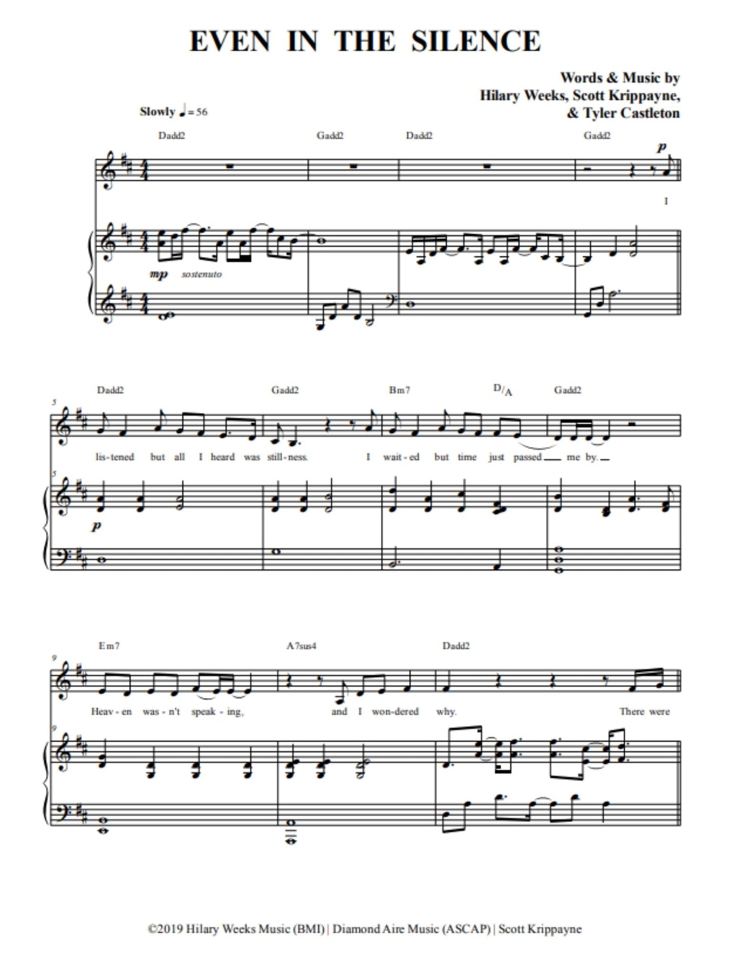 Even in the Silence | Sheet Music