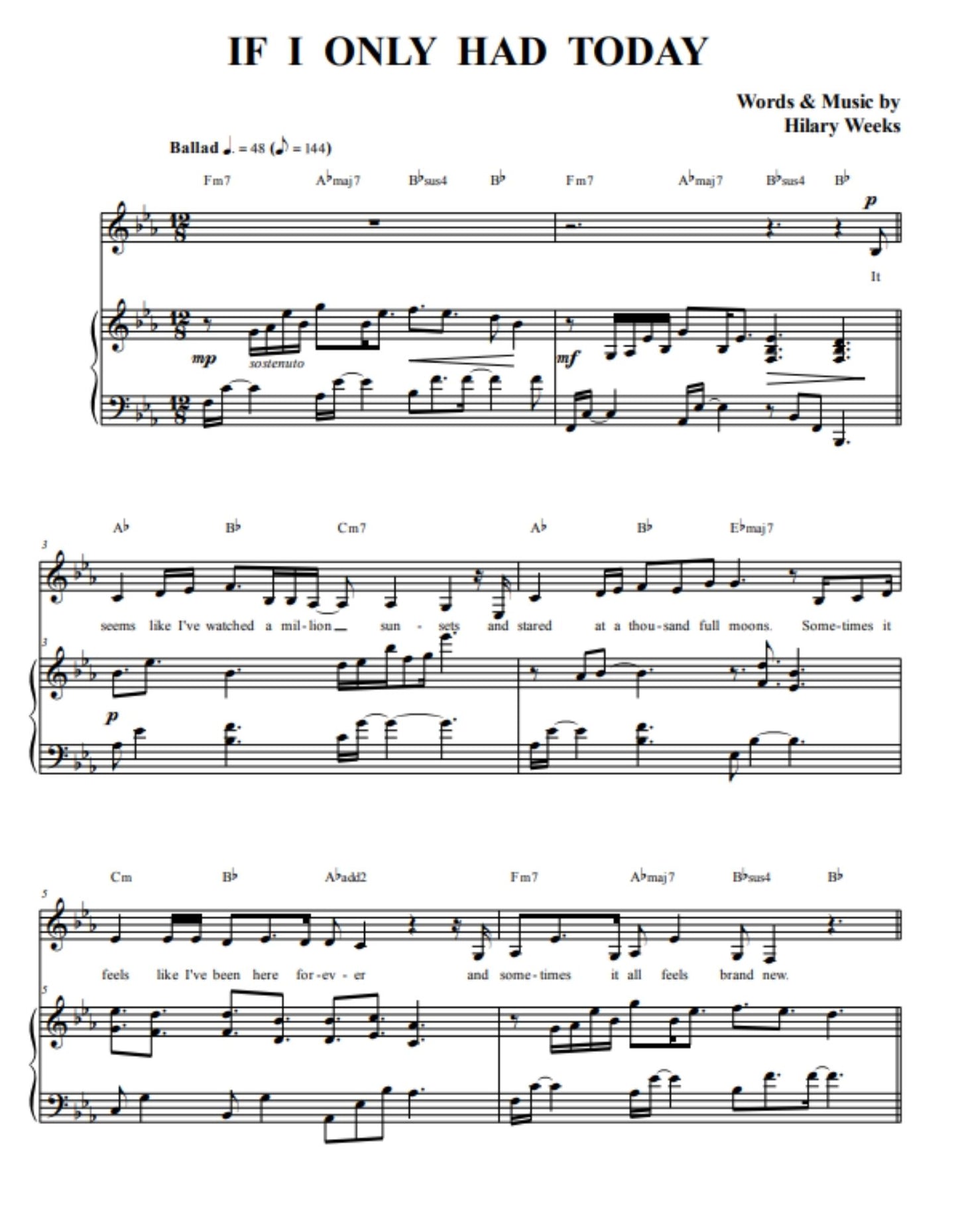 If I Only Had Today | Sheet Music
