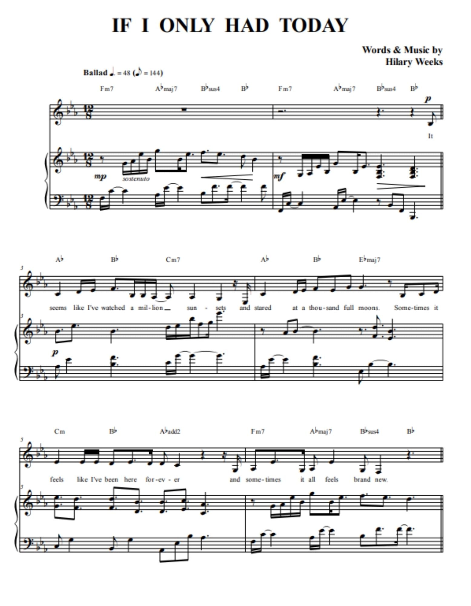 If I Only Had Today | Sheet Music