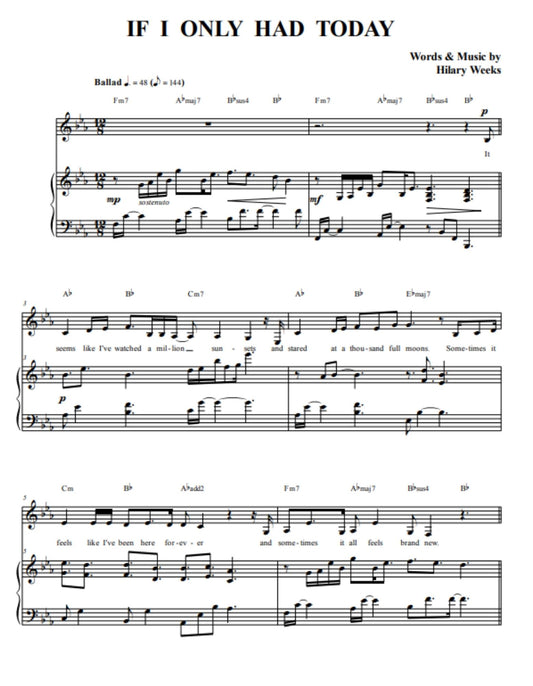 If I Only Had Today | Sheet Music